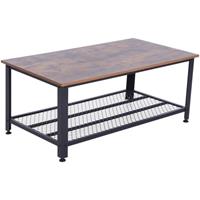 HOMCOM Vintage Beistelltisch Couchtisch Sofatisch mit Ablage Metallgestell gemasert 106 x 60 x 45 cm - schwarz/walnuss