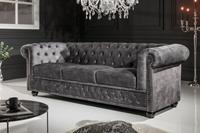 Invicta Interior Bank 3-zits Chesterfield Grijs 205cm - 41215