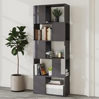 vidaXL Boekenkast/kamerscherm 60x24x155 cm spaanplaat hoogglans grijs