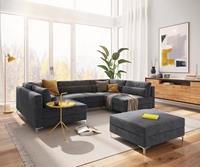 DELIFE Wohnlandschaft Elio 300x185 cm Mikrofaser Graphite mit Hocker