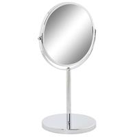 Items Badkamerspiegel / make-up spiegel rond dubbelzijdig metaal zilver D19 x H35 cm -