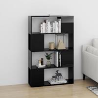 vidaXL Boekenkast/kamerscherm 80x24x124,5cm spaanplaat hoogglans zwart