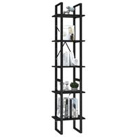 vidaXL Bücherregal 5 Fächer Schwarz 40x30x175 cm Spanplatte 