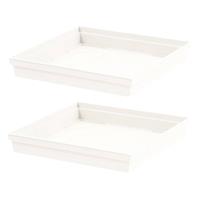 2x Stuks Bloempot Kunststof Onderschalen Toscane Wit Vierkant L33 X B33 X H5 Cm - Plantenpotten