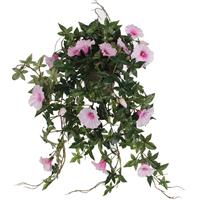 Mica Decorations Groene Petunia Kunstplant Met Lichtroze Bloemen 50 Cm - Kunstplanten/nepplanten Hangplanten