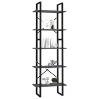 vidaXL Boekenkast met 5 schappen 60x30x175 cm spaanplaat grijs