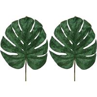 2x Monstera Gatenplant Kunstbloemen Fluwelen Takken 80 Cm Decoratie - Kunstplanten