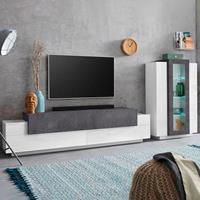 INOSIGN Wandmeubel Coro, aanbouwwand, mediawand Lowboard met 4 vakken, breedte 200 cm en vitrinekast met 3 deuren, breedte 80 cm (set, 2 stuks)