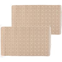 2x Stuks Badmatten/douchematten Anti-slip Beige Vierkant Patroon 69 X 39 Cm - Badmatjes