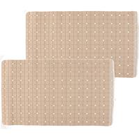 2x Stuks Badmatten/douchematten Anti-slip Beige Vierkant Patroon 69 X 39 Cm - Badmatjes