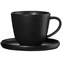 ASASELECTIONGMBH ASA Selection coppa Kaffeetasse mit Unterer, Kaffee Tasse, Kaffeebecher, Untertasse, Porzellan, 250 ml, Kuro / Schwarz, 19020190