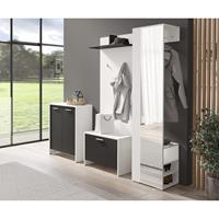 byLIVING Wandpaneele BEN / Garderobe weiß - schwarz mit zwei Kleiderhaken und Hutablage / Flurgarderobe für die Wand / B 60, H 136, T 27 cm