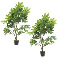 Set Van 2x Stuks Groene Aralia Klimop Kunstplanten In Zwarte Pot 90 Cm - Kunstplanten