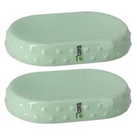 Set Van 2x Stuks Zeephouders/zeepbakjes Groen Keramiek 15 Cm - Zeephouders