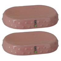 Set Van 2x Stuks Zeephouders/zeepbakjes Roze Keramiek 15 Cm - Zeephouders