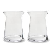 Bellatio Set Van 2x Stuks Transparante Trechter Vaas/vazen Van Glas 19 X 25 Cm - Vazen
