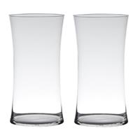 Bellatio Set Van 2x Stuks Transparante Luxe Stijlvolle Vaas/vazen Van Glas 30 X 15 Cm - Vazen