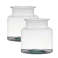 Bellatio 2x Stuks Transparante Home-basics Vaas/vazen Van Glas 19 X 19 Cm - Vazen