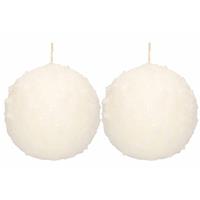 2x Witte Sneeuwbal Bolkaarsen 10 Cm 67 Branduren - Bolkaarsen