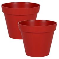 2x Stuks Bloempotten Toscane Kunststof Rood D30 X H26 Cm - Plantenpotten