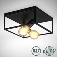 B.K.LICHT Deckenleuchte Vintage schwarz Metall Deckenlampe Industrie Retro Draht E27 Käfig