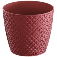 Bellatio Bloempot/plantenpot Van Kunststof Orient Rood D15.7 En H13.8 Cm - Plantenpotten