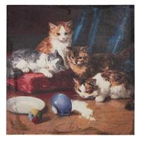 Clayre & Eef Schilderij met katten 60*3*60 cm 50626