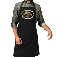 Bellatio Master Chef Matthias Keukenschort/ Barbecue Schort Zwart Voor Heren - Feestschorten