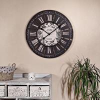 MUCOLA Wanduhr Dekouhr Bahnhofsuhr Metallrahmen 60cm schwarz antik Nebenuhr XXL römisch