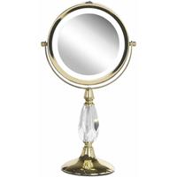 Beliani Verlichte gouden make-up spiegel ø 18 cm MAURY