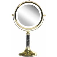 Beliani Verlichte gouden make-up spiegel ø 18 cm BAIXAS