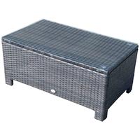 Outsunny bijzettafel, weerbestendig, stijlvolle salontafel voor tuin en balkon, ESG glas, PE-rotan, 60 x 60 x 45 cm, bruin | Aosom.nl