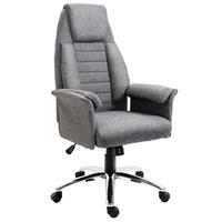 HOMCOM Drehstuhl Chefsessel Bürostuhl Schreibtischstuhl höhenverstellbar, Stoff+Metall, 79x70,5x116-125cm (Grau)