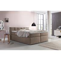 Möbelfreude Boxspringbett Valina 160x200 cm Beige/Grau H2/H3 mit Visco-Topper