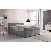 Möbelfreude Boxspringbett Valina 200x200 cm Hellgrau H2/H3 mit Visco-Topper