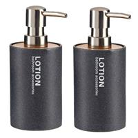 2x Stuks Zeeppompjes/zeepdispensers Antraciet Kunststof 350 Ml - Zeeppompjes