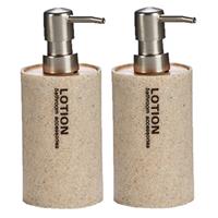 2x Stuks Zeeppompjes/zeepdispensers Beige Kunststof 350 Ml - Zeeppompjes