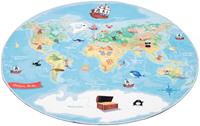 Böing Carpet Kindervloerkleed Wereldkaart gedessineerd, motief wereldkaart, wasbaar, kinderkamer
