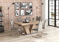 Mäusbacher Eettafel Comfort D met v-frame in noesteikenkleur en met uittrekfunctie, breedte 180-260 cm