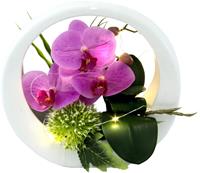 I.GE.A. Kunstorchidee Orchidee in een keramieken pot, met ledverlichting