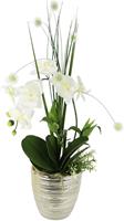I.GE.A. Kunstbloem Arrangement orchidee/gras Pot van keramiek