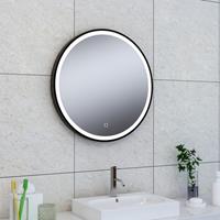 Saniclass Lonato badkamerspiegel rond diameter 80cm met geintegreerde LED verlichting met spiegelverwarming en touch schakelaar Mat Zwart SW1-80MB