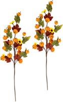 I.GE.A. Kunsttak Herfsttakken Met zonnebloemen, kalebassen en herfstbladeren, set van 2