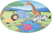 Böing Carpet Kindervloerkleed Drinkplaats gedessineerd, motief dierentuindieren, wasbaar, kinderkamer