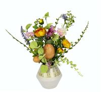 I.GE.A. Kunstbloem Mixed arrangement met ei Vaas van keramiek