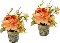 I.GE.A. Kunstplant Bloemstuk van chrysant In een pot, set van 2