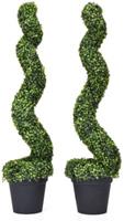 costway Set van 2 120cm Kunstmatige Buxus Kunstplant Gemaakt van PE Kunstplant Groen