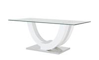 OTTO Stolkom Salontafel Swing glazen tafel, salontafel met glas, BxHxD 120x48x60 cm Veiligheidsglas 8mm dik, U-vormig frame in hoogglans wit gelakt