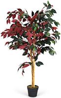 costway Kunstm120cm Hoge Groene Ingemaakte Ficus Boomatige Boom Realistische Groene Planten