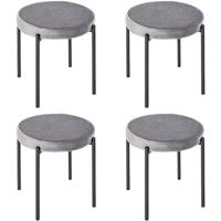HOMCOM set van 4 eetkamer krukken stapelbaar kruk keuken kruk barkruk fluwelen touch moderne keuken eetkamer polyester staal grijs 41,5 x 41,5 x 46 cm